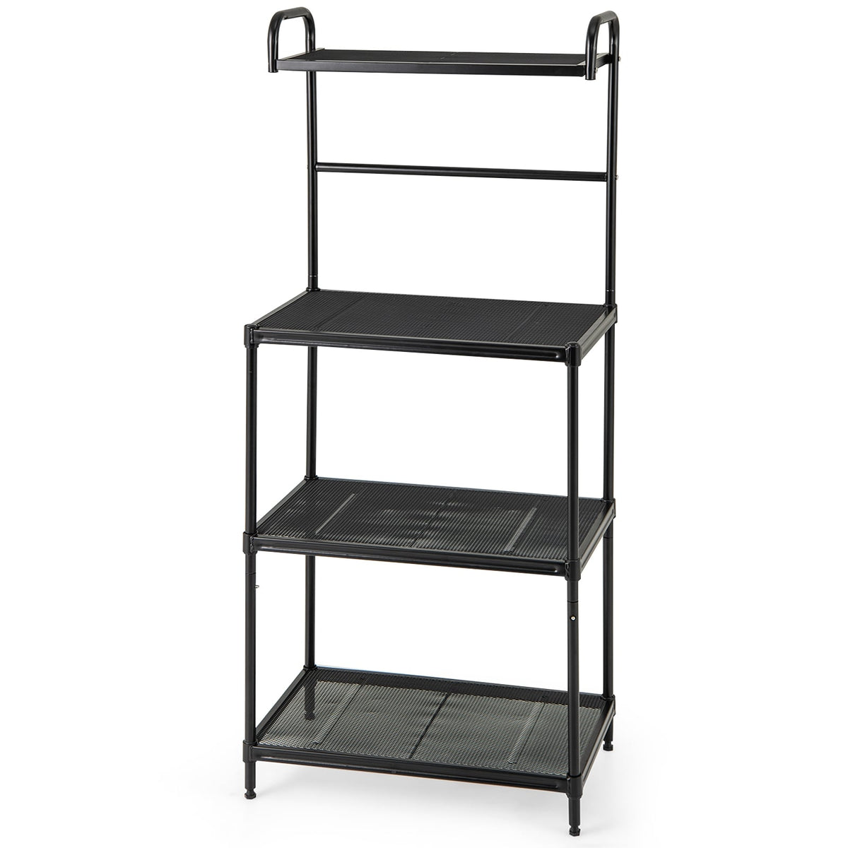 4-Tier Kitchen Microwave Storage Rack with Metal Shelves-Black-Baker’s Racks-DECOROLALA