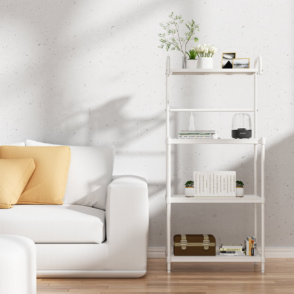 4-Tier Kitchen Storage Baker Microwave Oven Rack Shelves-White-Baker’s Racks-DECOROLALA