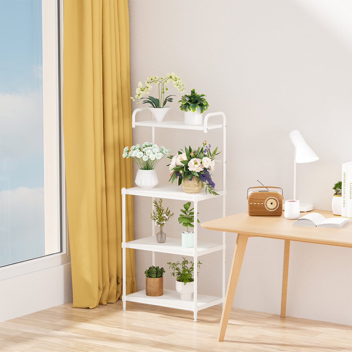 4-Tier Kitchen Storage Baker Microwave Oven Rack Shelves-White-Baker’s Racks-DECOROLALA