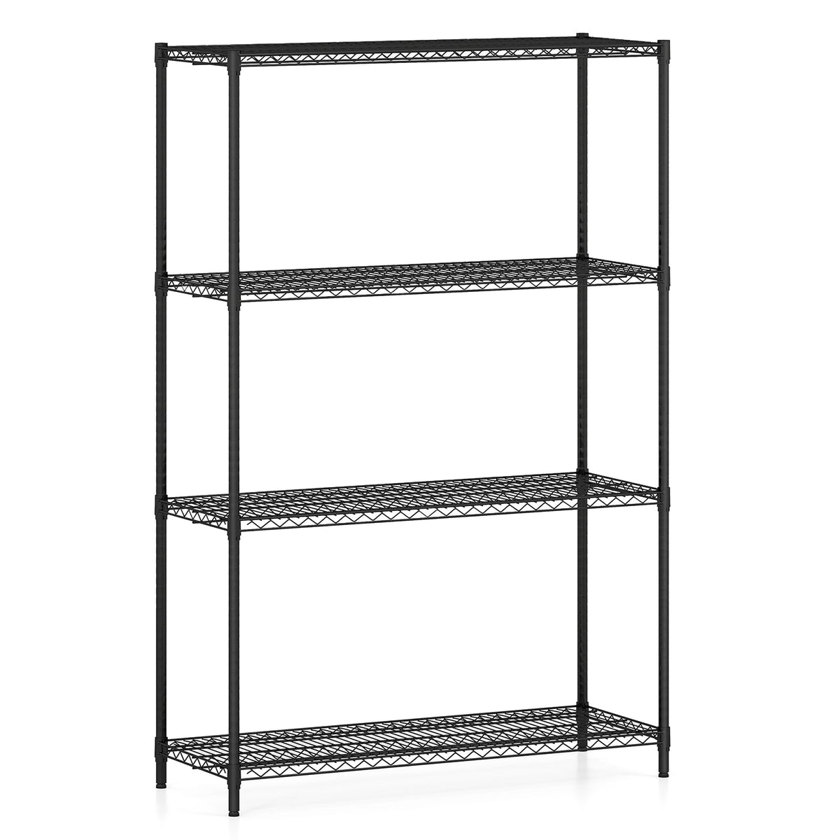 4-Tier Metal Storage Shelving Unit with V-Shaped Wire Rack-Black-Shelving-DECOROLALA