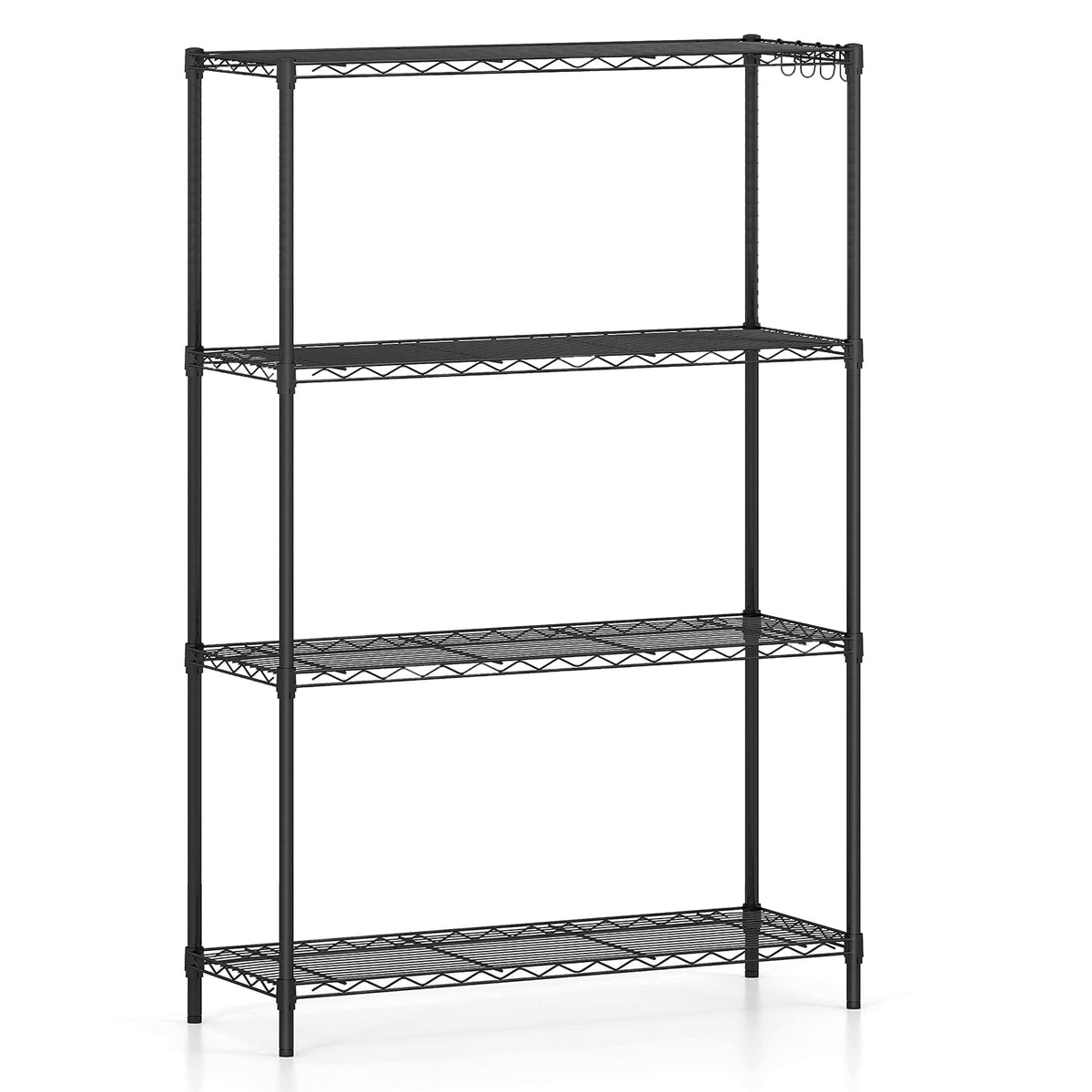 4-Tier Metal Storage Shelving Unit with V-Shaped Wire Rack and 1000 LBS Capacity-Black-Garages-DECOROLALA