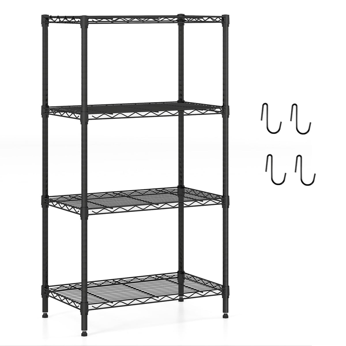 4-Tier Metal Storage Shelving Unit with V-Shaped Wire Rack and 600 LBS Capacity-Black-Garages-DECOROLALA