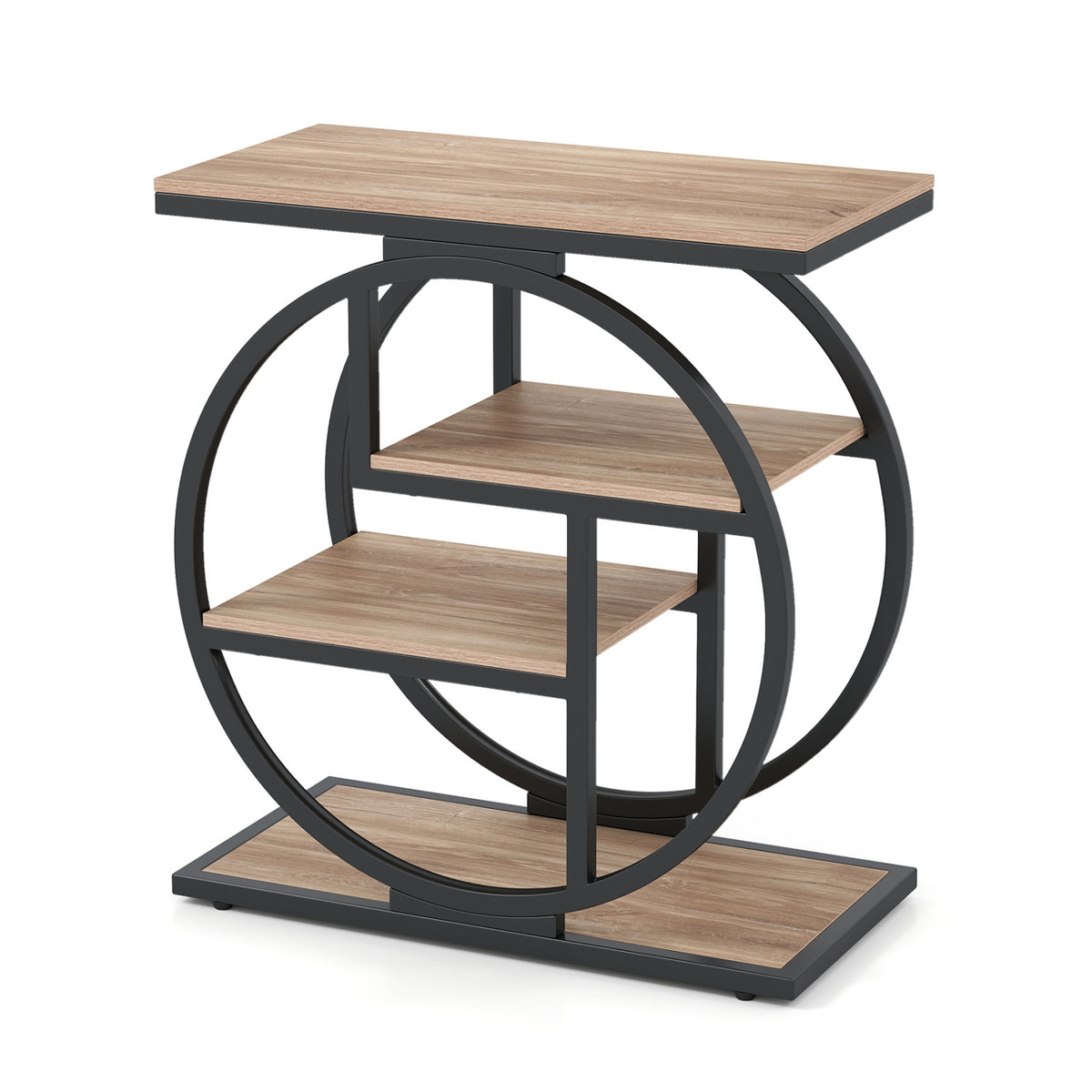 4-Tier Narrow End Table for Living Room with Storage Shelves-Gray-End & Side Tables-DECOROLALA