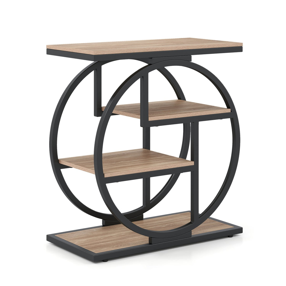 4-Tier Narrow End Table for Living Room with Storage Shelves-Gray-End & Side Tables-DECOROLALA
