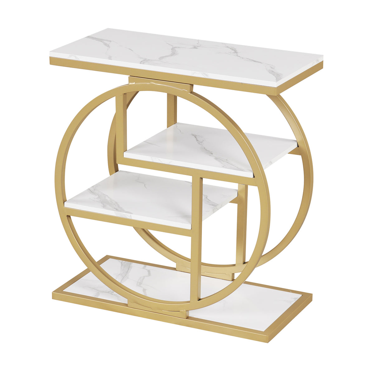 4-Tier Narrow End Table for Living Room with Storage Shelves-White-End & Side Tables-DECOROLALA