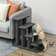4-Tier Pet Stairs with Cat Scratching Posts - 23.5" Dark Grey-Cats-DECOROLALA