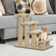 4-Tier Pet Stairs with Scratching Posts - Cream White 23.5"-Cats-DECOROLALA