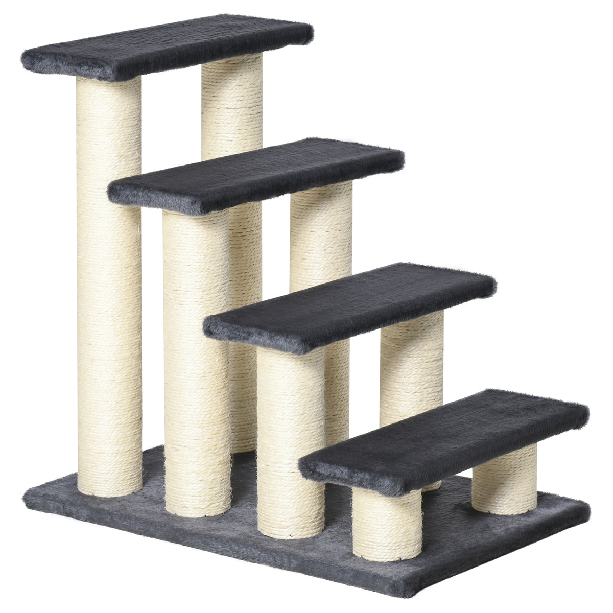 4-Tier Pet Stairs with Scratching Posts - Dark Grey-Cat Supplies-DECOROLALA
