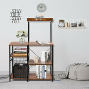 4 Tier Vintage Kitchen Baker's Rack Utility Microwave Stand-Coffee-Brown-Baker’s Racks-DECOROLALA