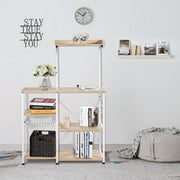 4 Tier Vintage Kitchen Baker's Rack Utility Microwave Stand-Coffee-Natural-Baker’s Racks-DECOROLALA