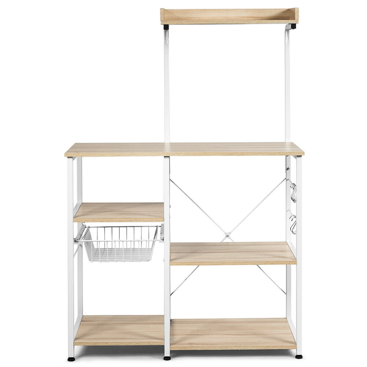 4 Tier Vintage Kitchen Baker's Rack Utility Microwave Stand-Coffee-Natural-Baker’s Racks-DECOROLALA