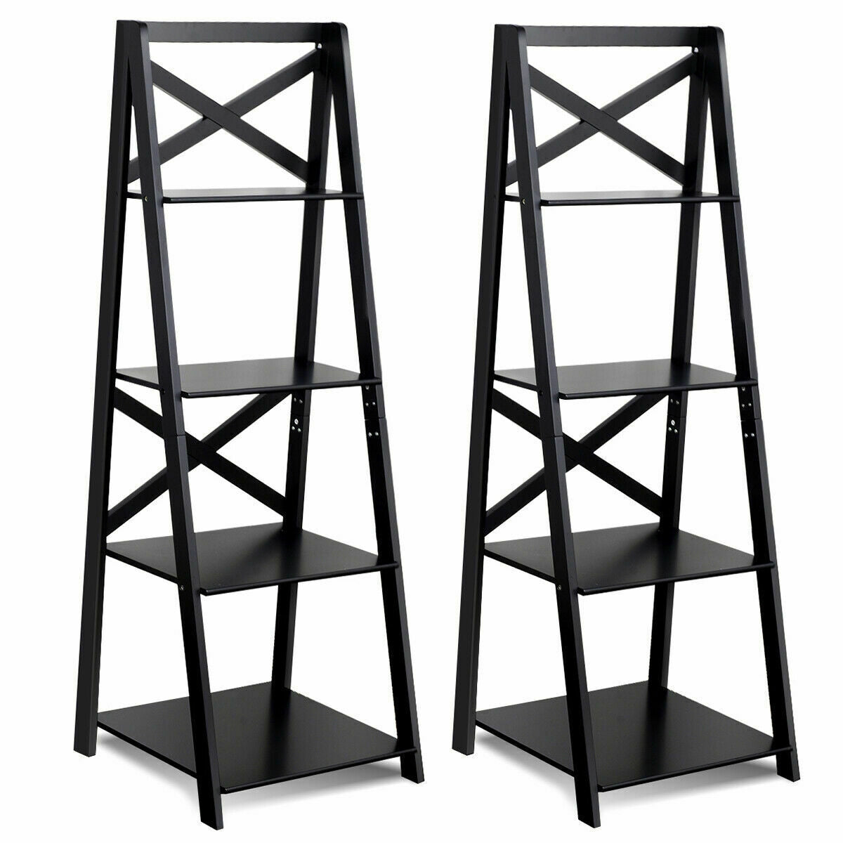4-Tier Wood Display Storage Bookshelf-Black-Bookcases-DECOROLALA