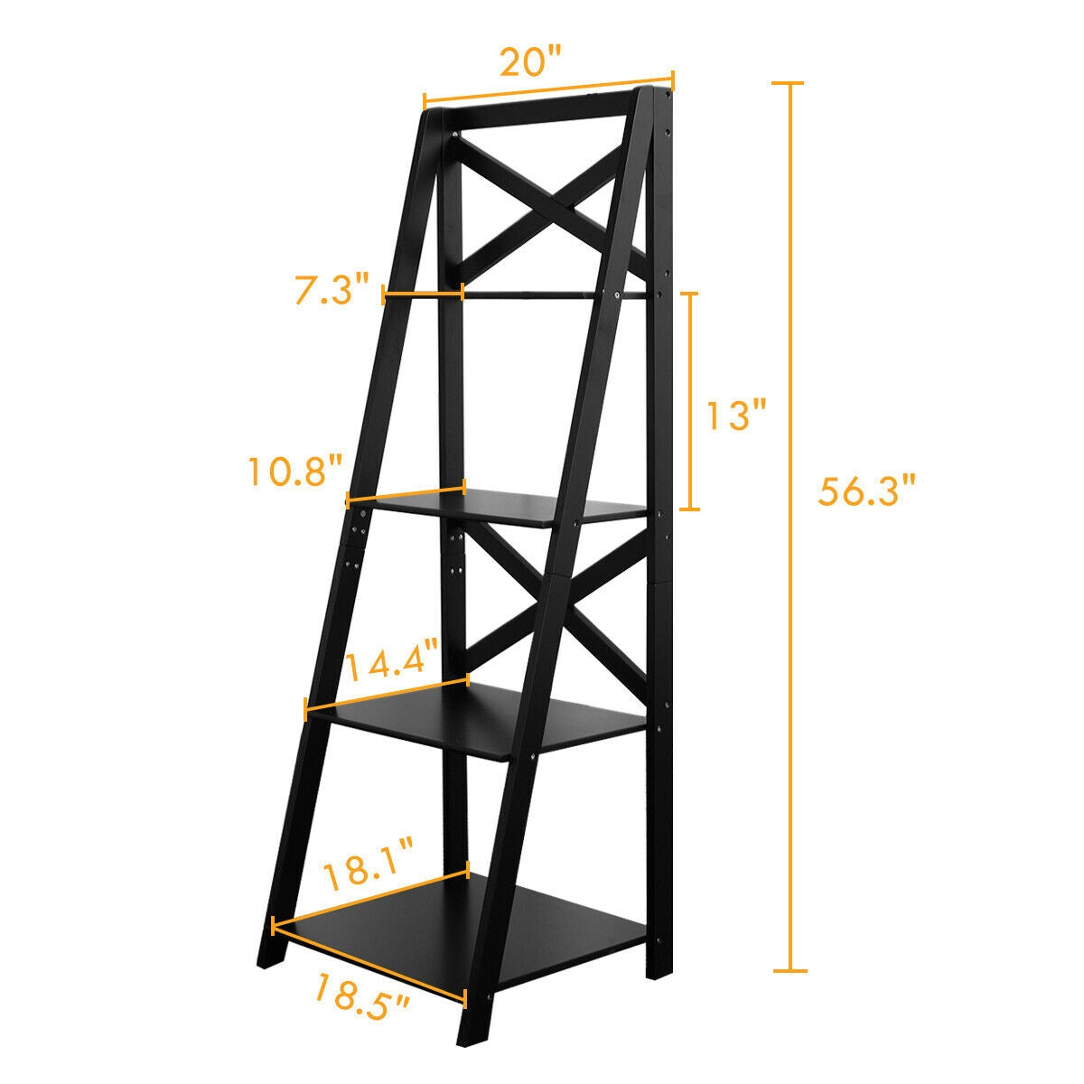 4-Tier Wood Display Storage Bookshelf-Black-Bookcases-DECOROLALA