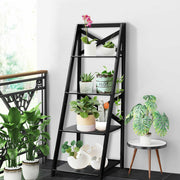 4-Tier Wood Display Storage Bookshelf-Black-Bookcases-DECOROLALA