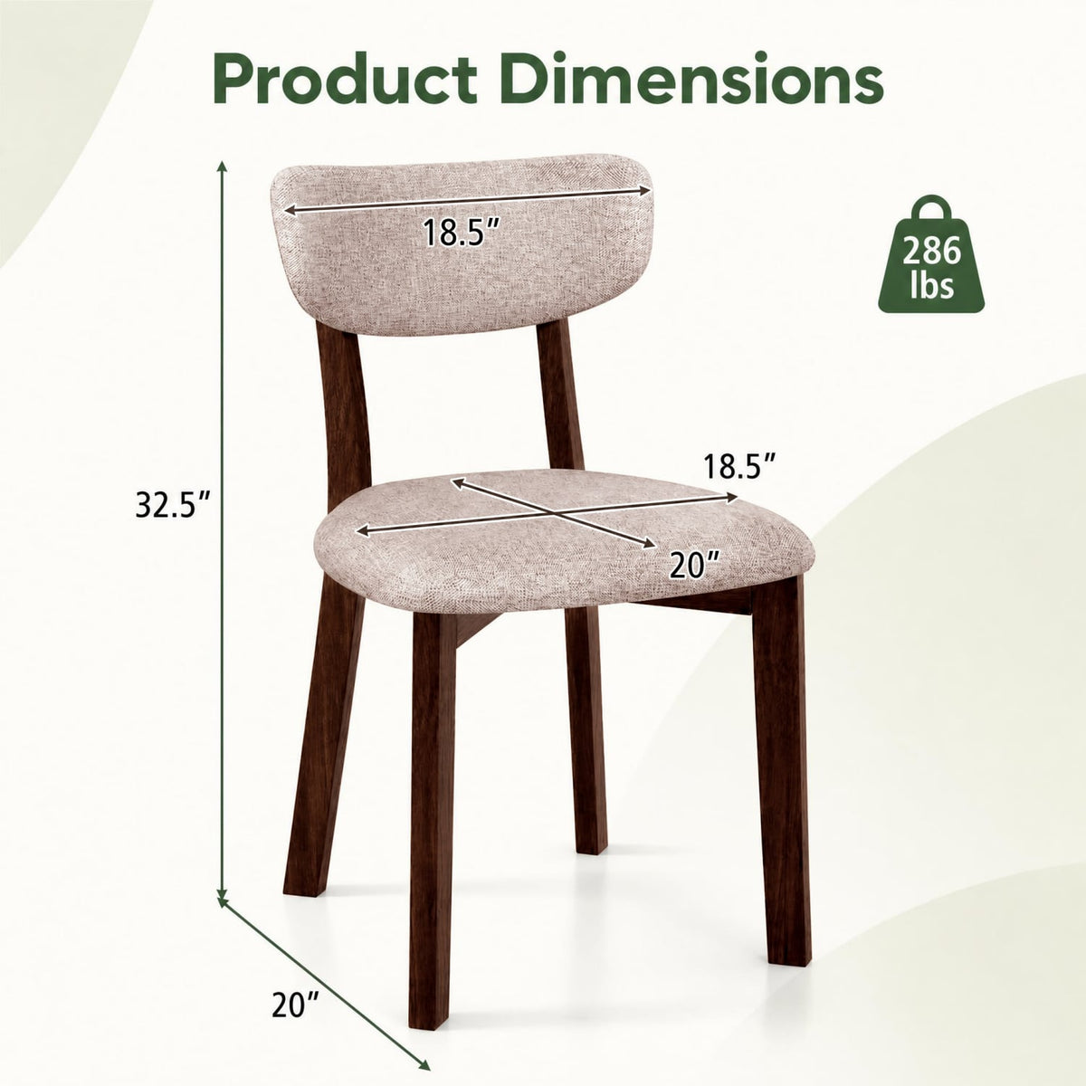 4 Upholstered Chairs with Solid Rubber Wood Frame and Curved Backrest for Dining Room-Brown-Dining Chairs-DECOROLALA