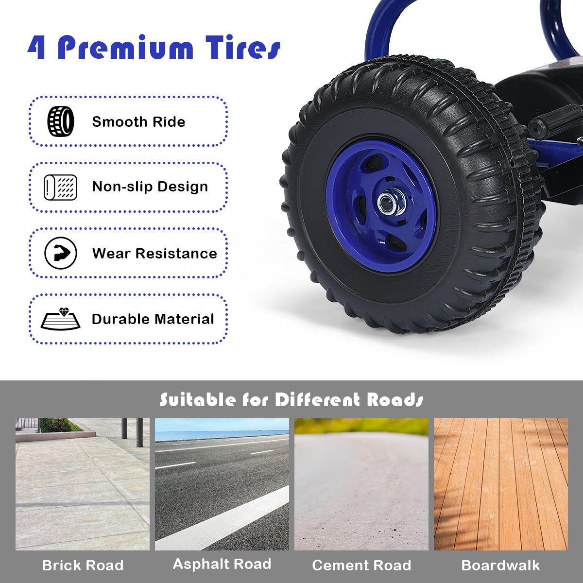 4 Wheel Pedal Powered Ride On with Adjustable Seat