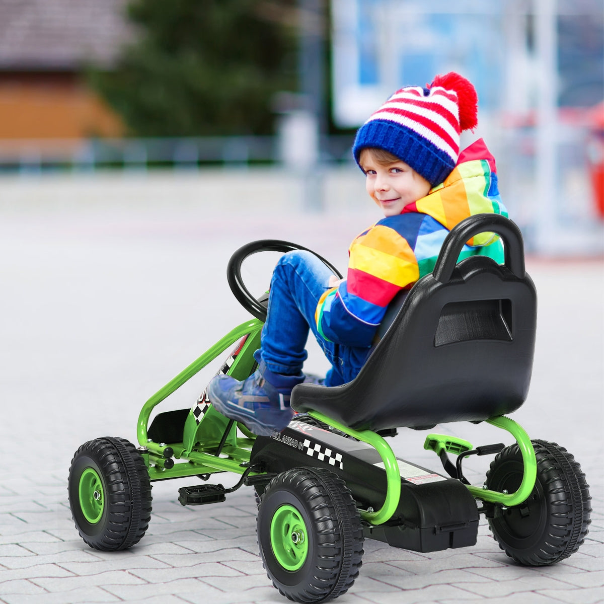 4 Wheel Pedal Powered Ride On with Adjustable Seat