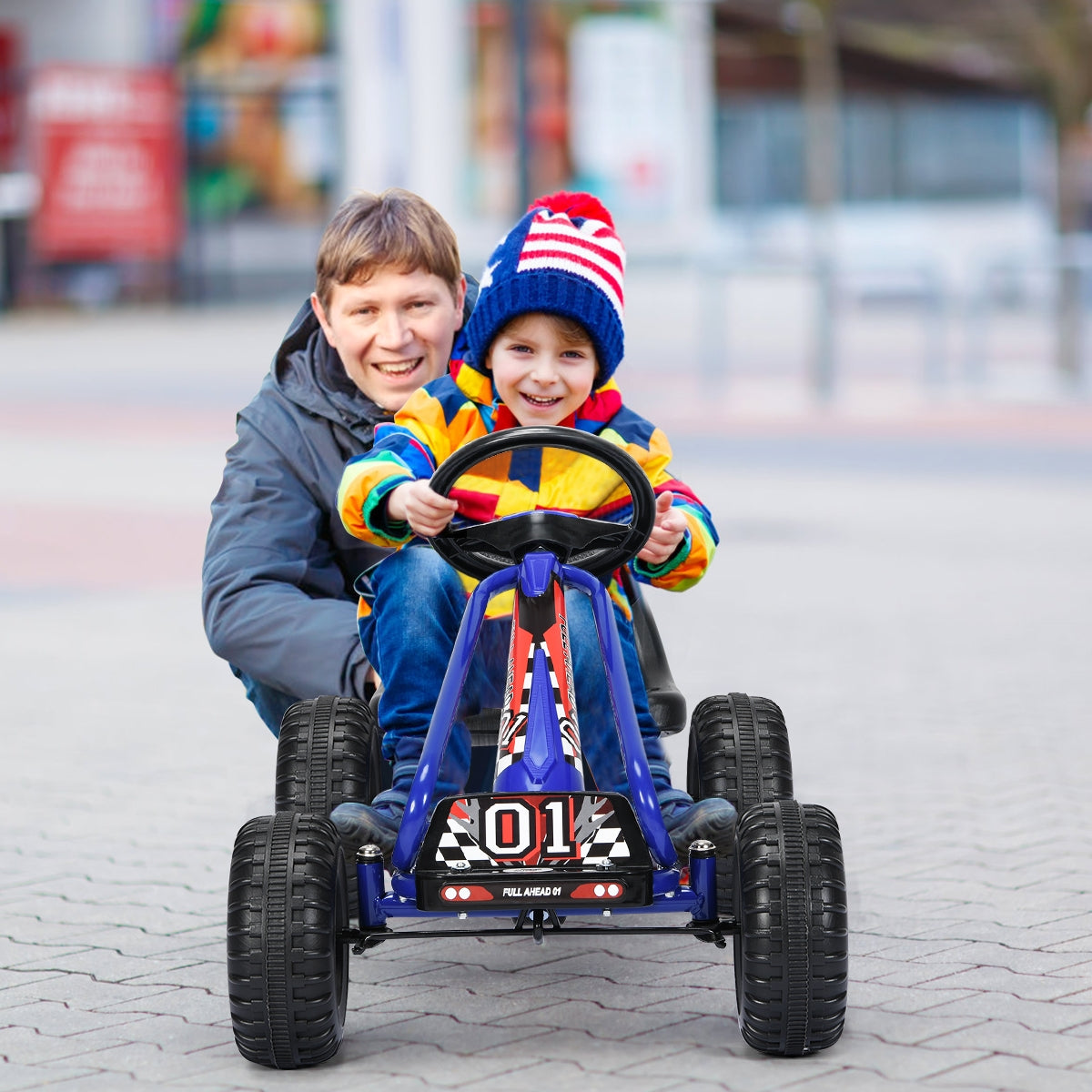 4 Wheel Pedal Powered Ride On with Adjustable Seat