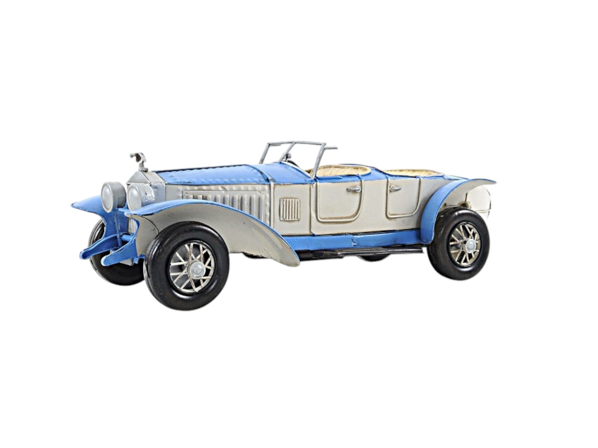 4" White Metal Hand Painted Model Car Tabletop Sculpture-Sculptures-DECOROLALA