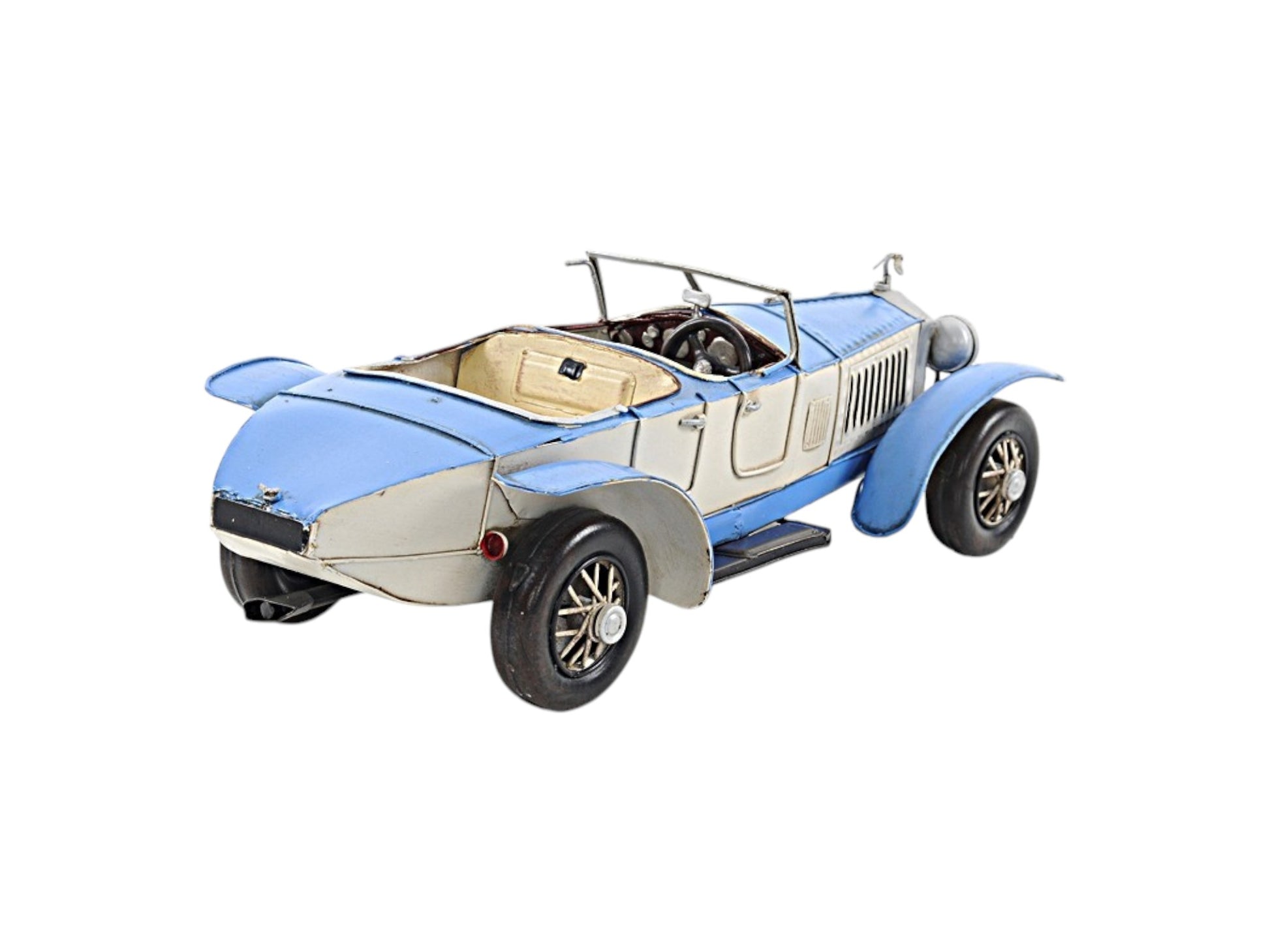 4" White Metal Hand Painted Model Car Tabletop Sculpture-Sculptures-DECOROLALA