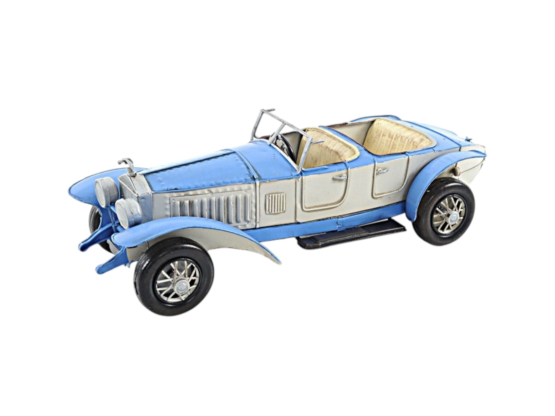 4" White Metal Hand Painted Model Car Tabletop Sculpture-Sculptures-DECOROLALA