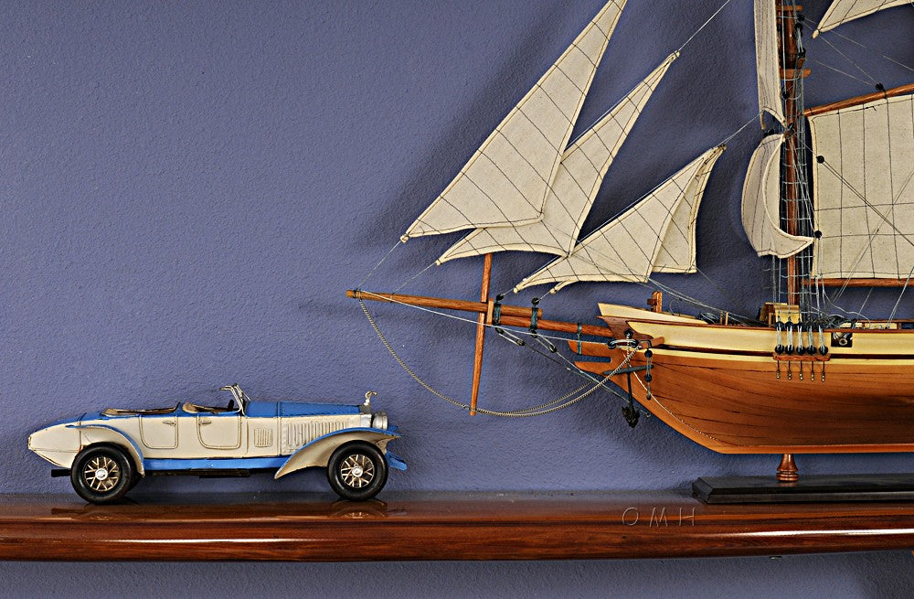 4" White Metal Hand Painted Model Car Tabletop Sculpture-Sculptures-DECOROLALA