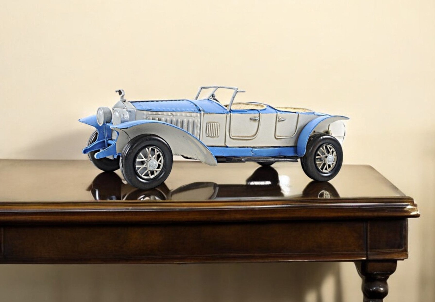 4" White Metal Hand Painted Model Car Tabletop Sculpture-Sculptures-DECOROLALA