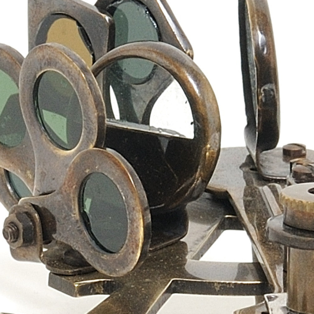 4" X 4.5" X 2.5" Nautical Sextant In Wood Box Medium-Sculptures-DECOROLALA