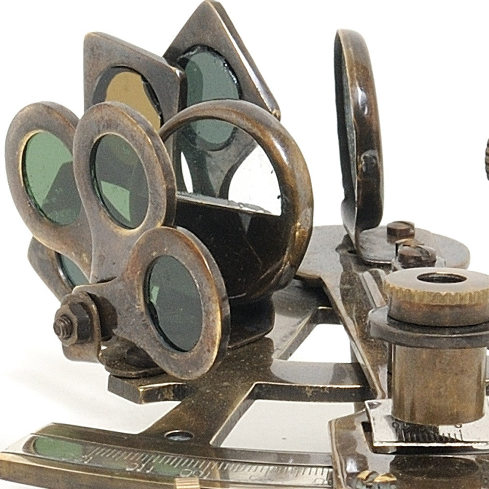 4" X 4.5" X 2.5" Nautical Sextant In Wood Box Medium-Sculptures-DECOROLALA