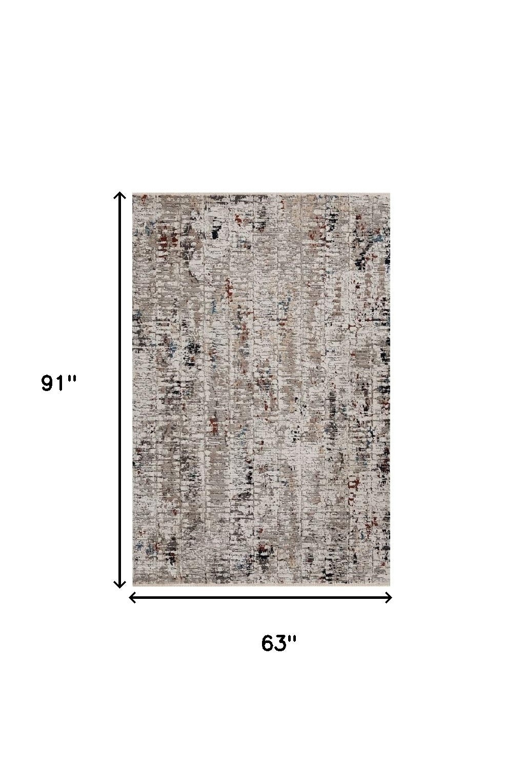 4' X 5' Beige And Gray Abstract Distressed Area Rug-Area Rugs-DECOROLALA