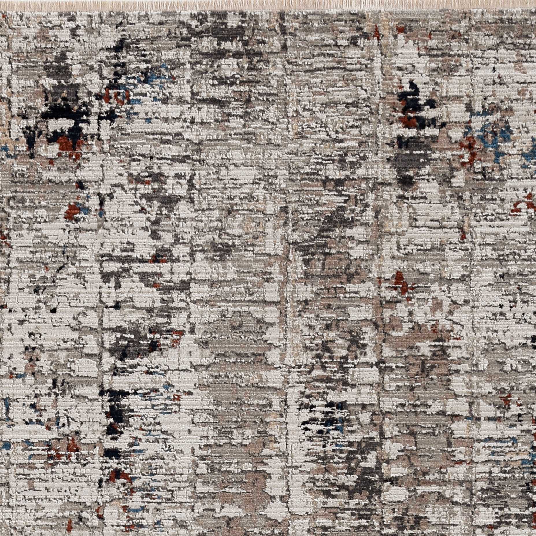 4' X 5' Beige And Gray Abstract Distressed Area Rug-Area Rugs-DECOROLALA