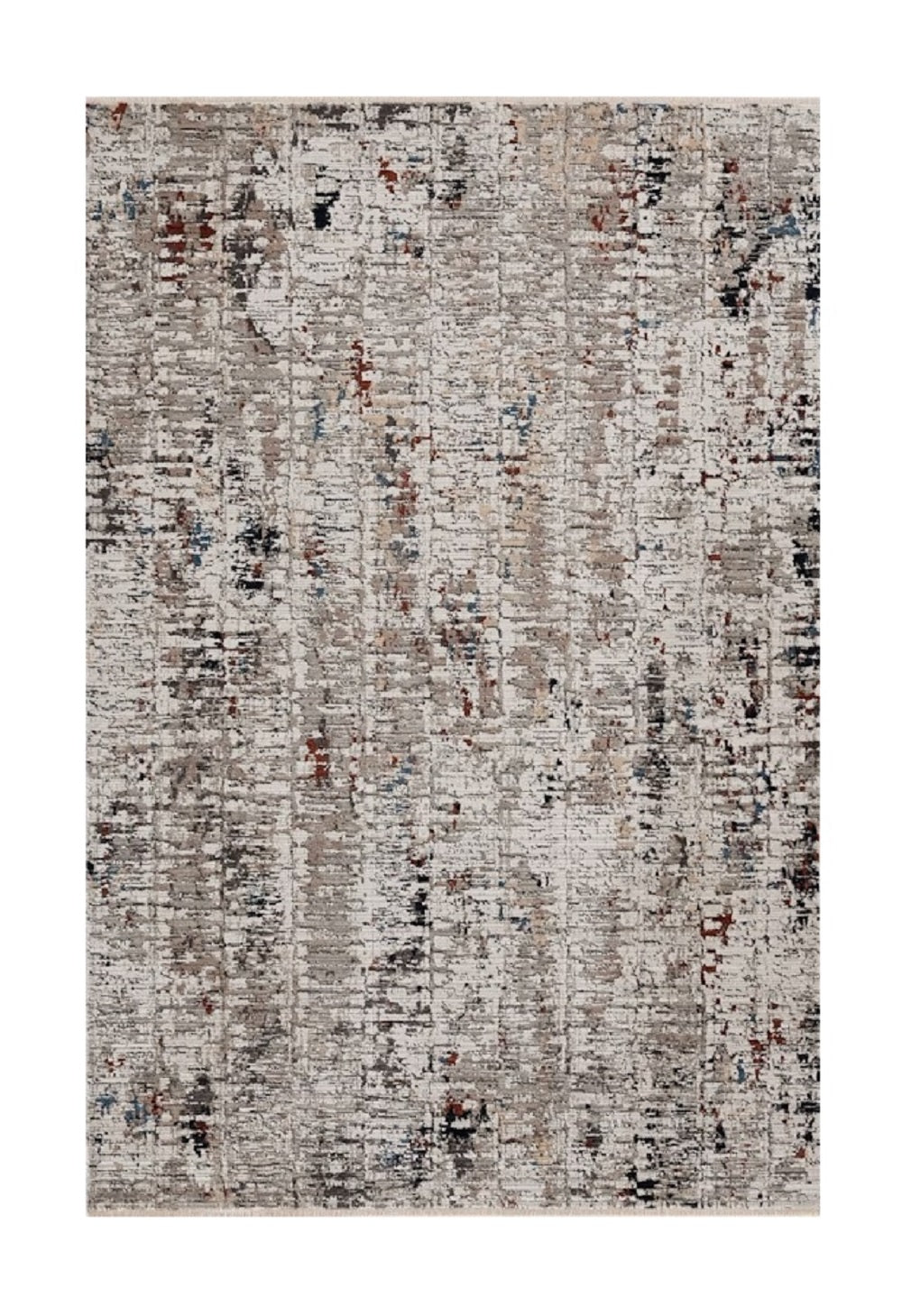 4' X 5' Beige And Gray Abstract Distressed Area Rug-Area Rugs-DECOROLALA