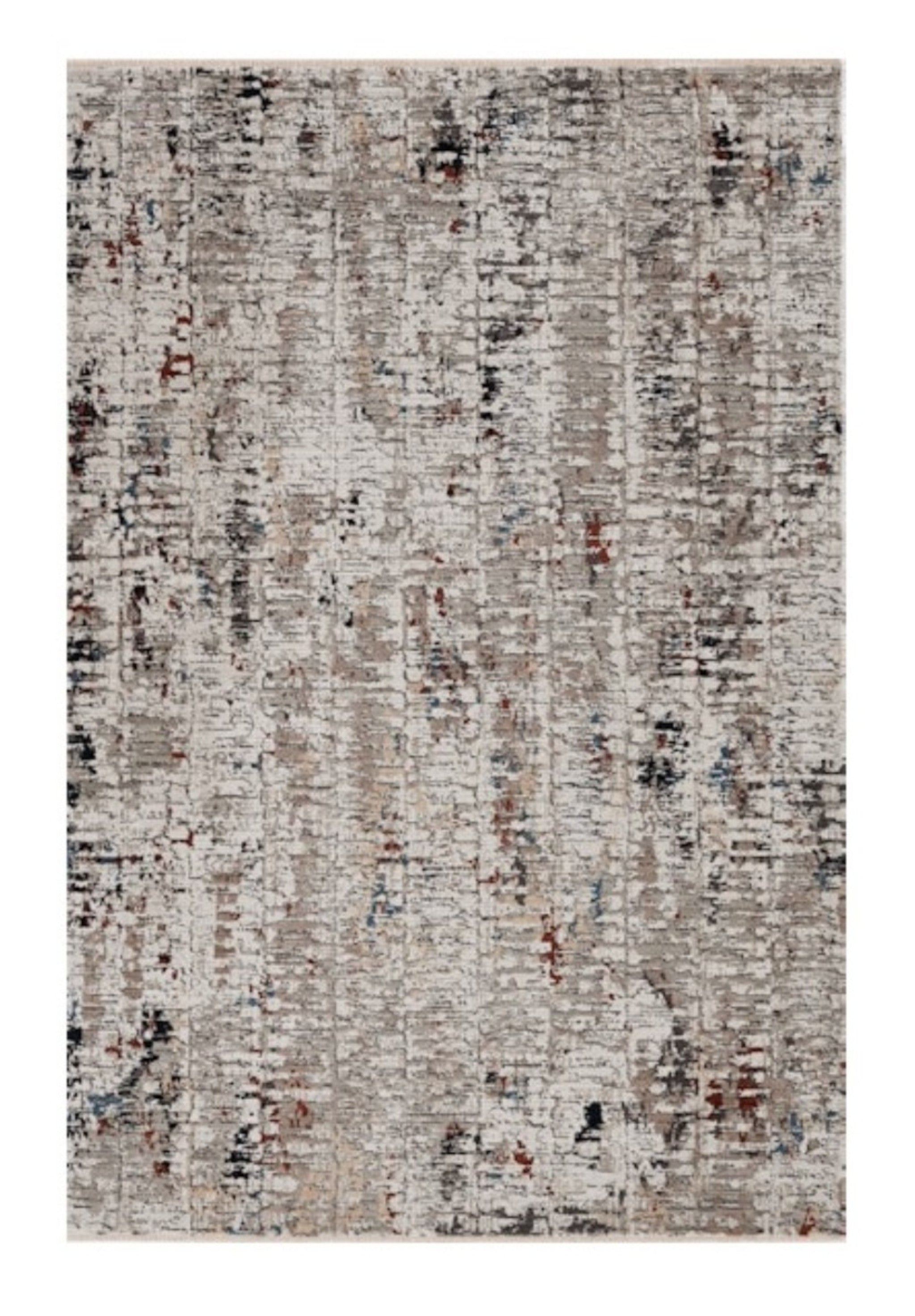 4' X 5' Beige And Gray Abstract Distressed Area Rug-Area Rugs-DECOROLALA