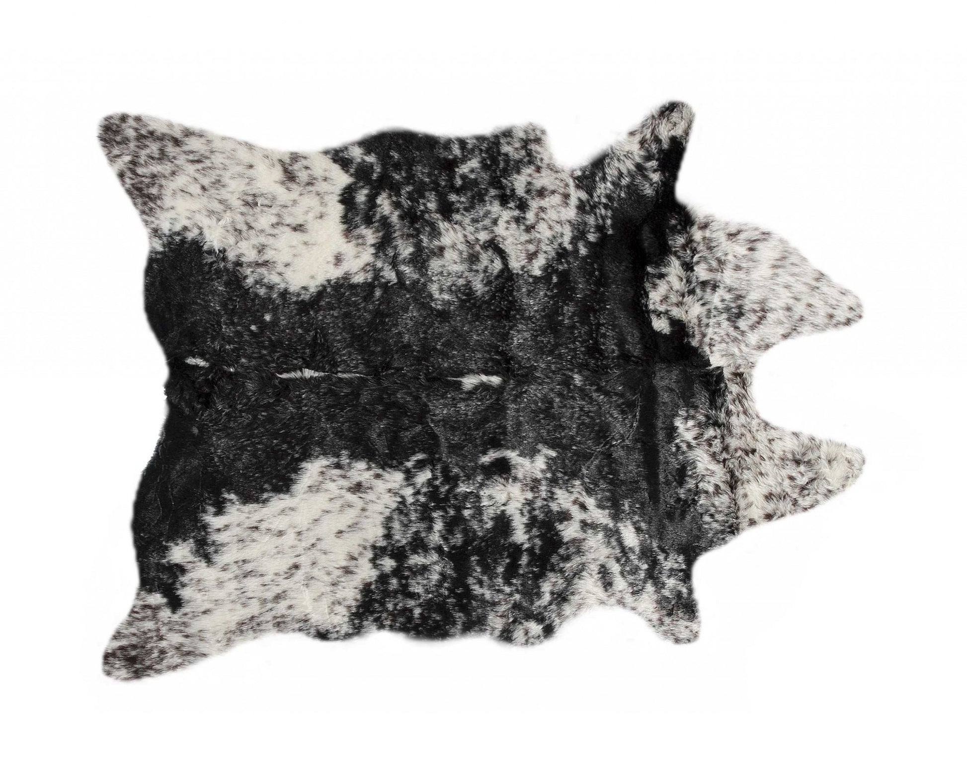 4' X 5' Black And White Faux Fur Animal Print Cowhide Washable Area Rug-Area Rugs-DECOROLALA