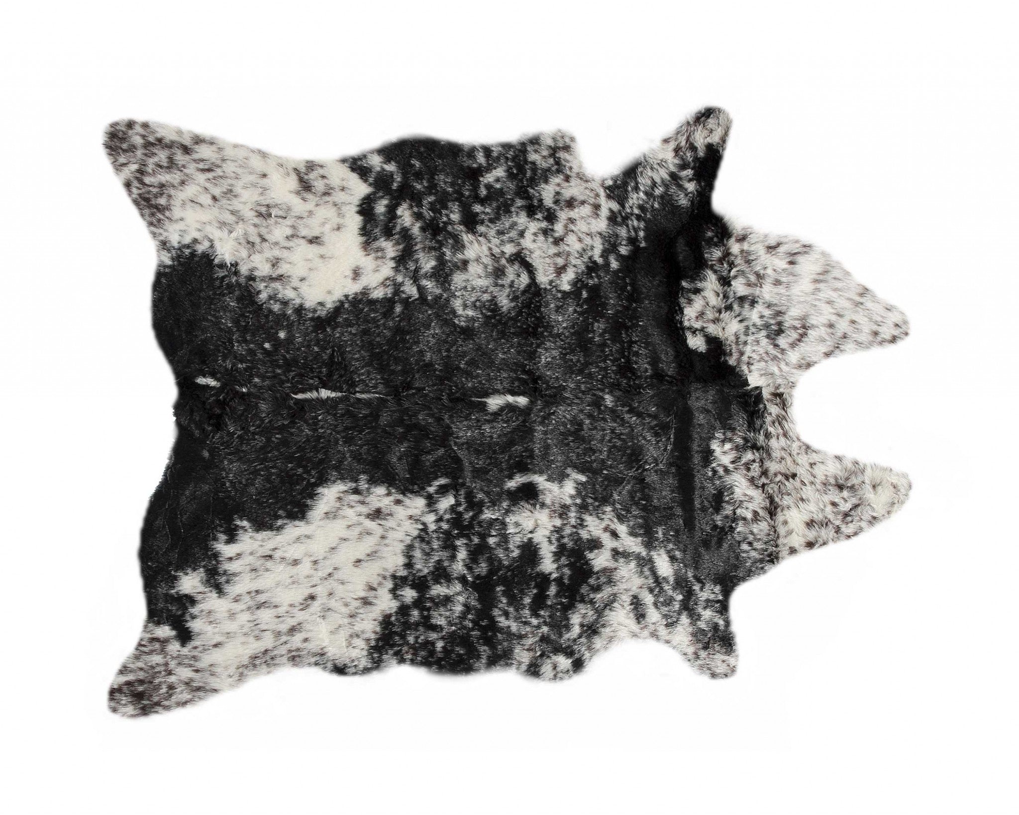4' X 5' Black And White Faux Fur Animal Print Cowhide Washable Area Rug-Area Rugs-DECOROLALA