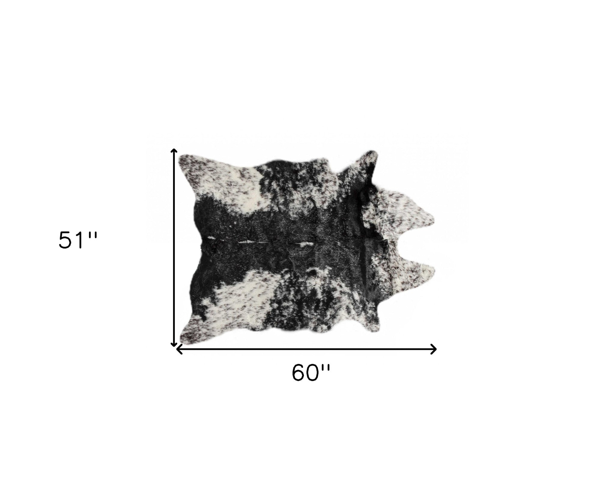 4' X 5' Black And White Faux Fur Animal Print Cowhide Washable Area Rug-Area Rugs-DECOROLALA