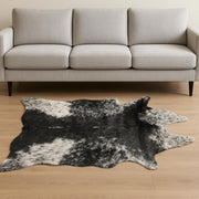 4' X 5' Black And White Faux Fur Animal Print Cowhide Washable Area Rug-Area Rugs-DECOROLALA