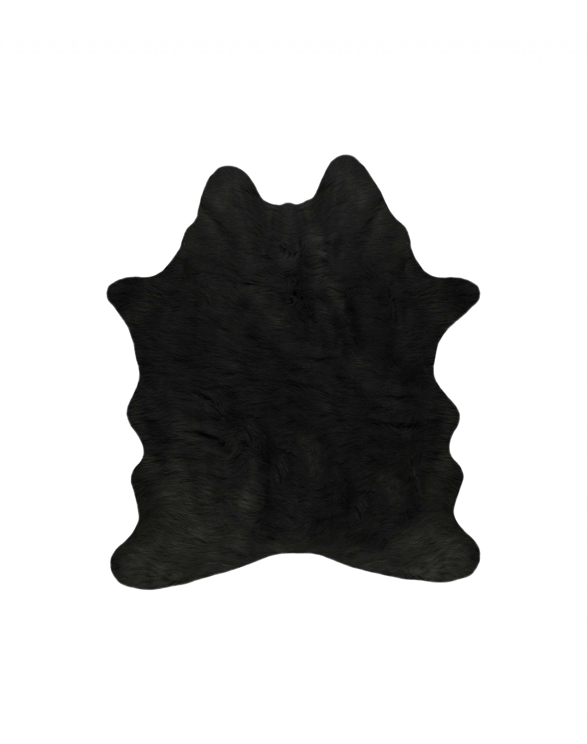 4' X 5' Black Faux Cowhide Washable Area Rug-Area Rugs-DECOROLALA