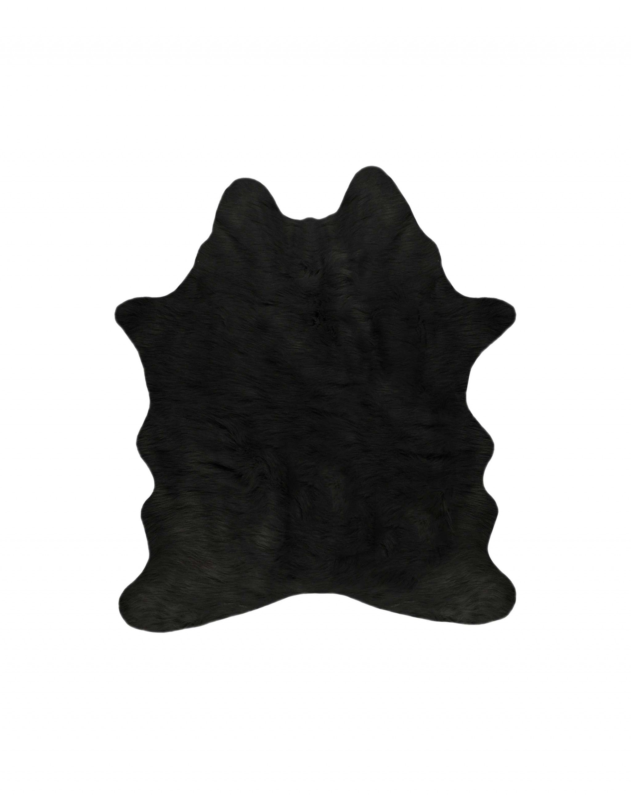 4' X 5' Black Faux Cowhide Washable Area Rug-Area Rugs-DECOROLALA
