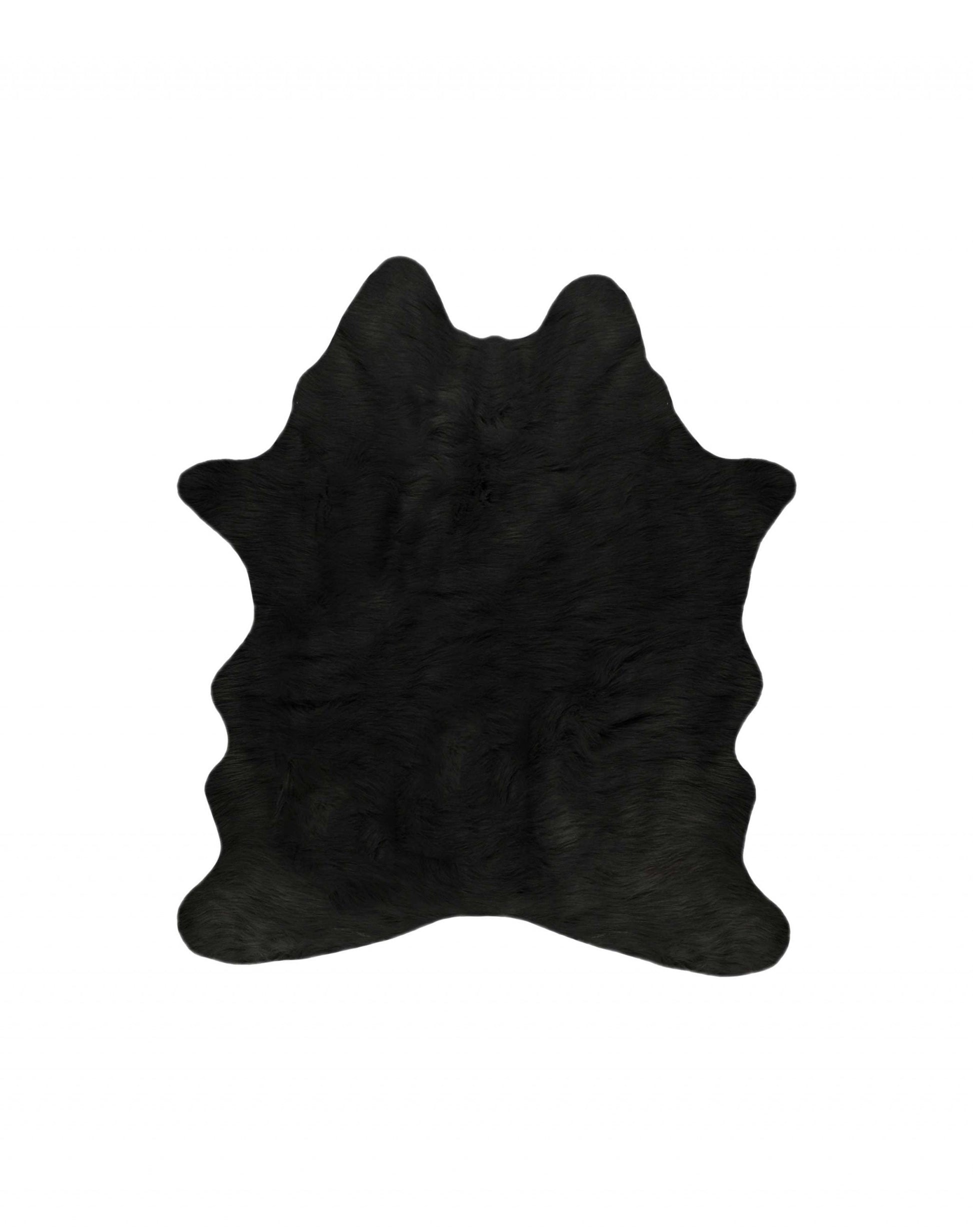 4' X 5' Black Faux Cowhide Washable Area Rug-Area Rugs-DECOROLALA