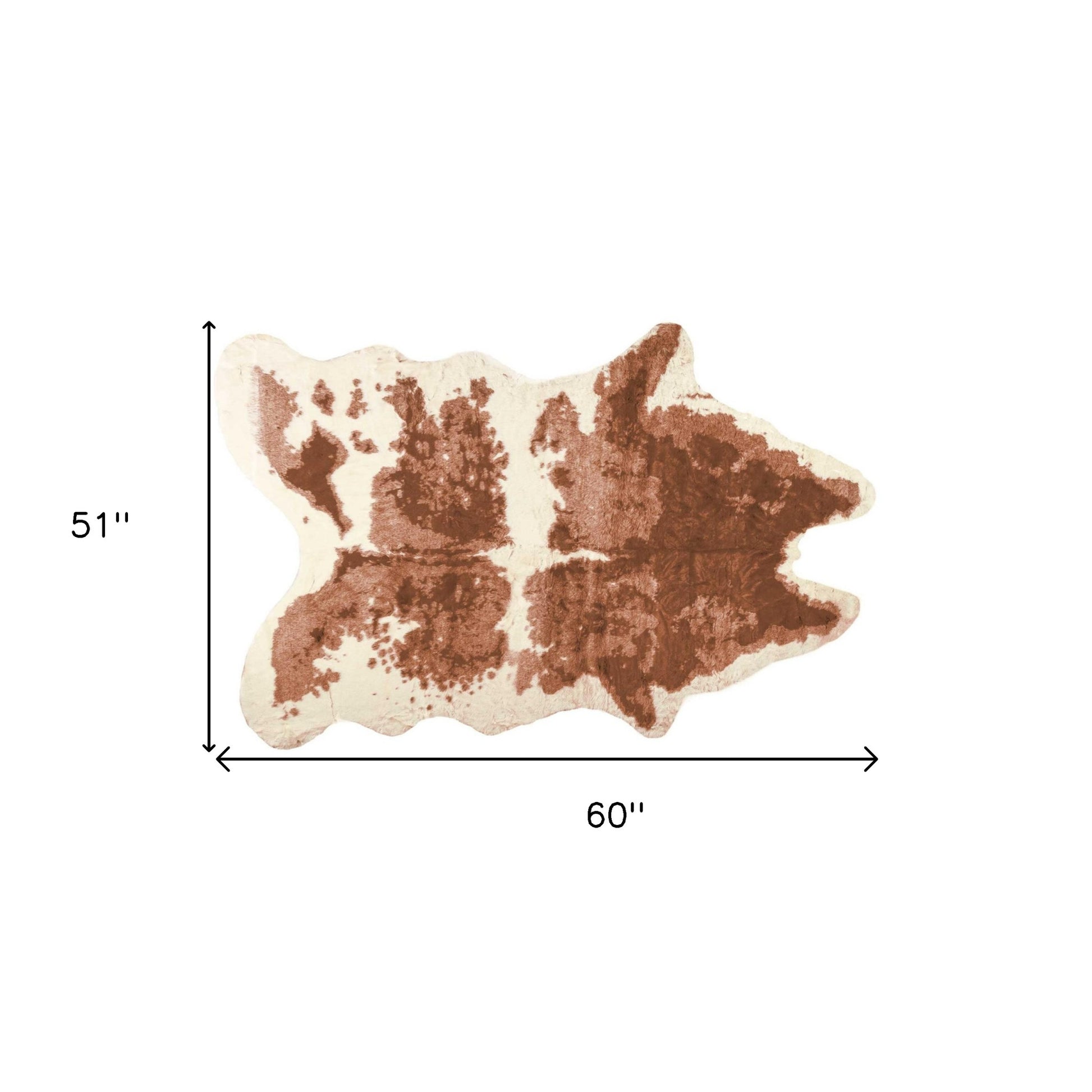 4' X 5' Brown And Ivory Faux Cowhide Animal Print Area Rug-Area Rugs-DECOROLALA