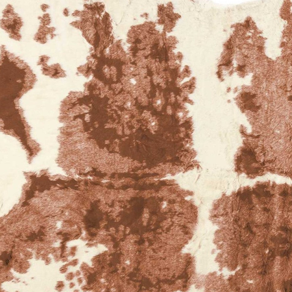 4' X 5' Brown And Ivory Faux Cowhide Animal Print Area Rug-Area Rugs-DECOROLALA