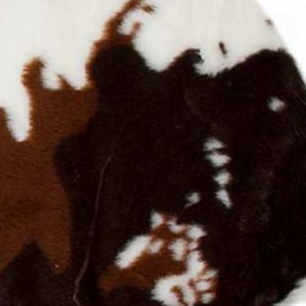 4' X 5' Brown And White Faux Fur Animal Print Washable Area Rug-Area Rugs-DECOROLALA