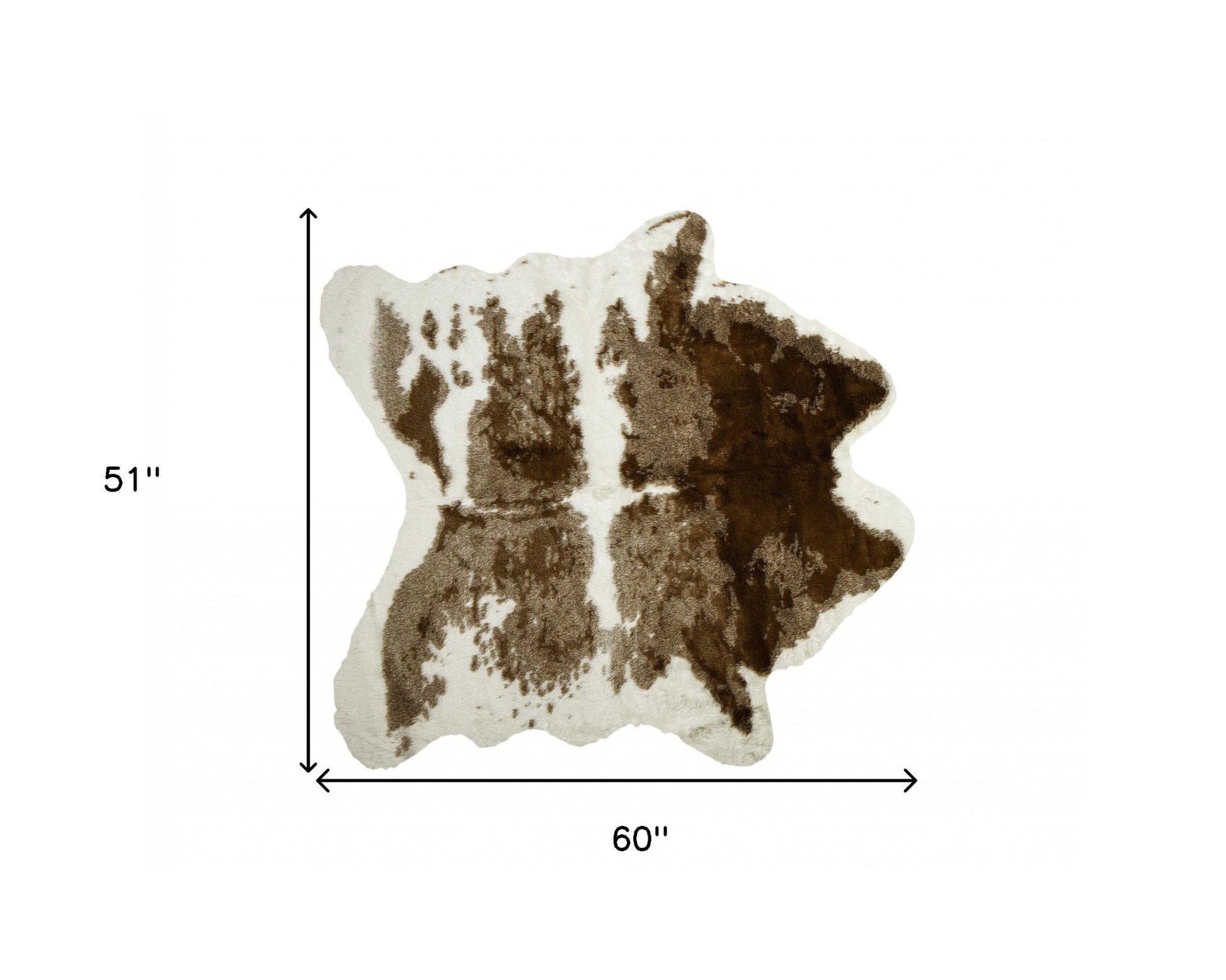 4' X 5' Brown And White Faux Fur Animal Print Washable Area Rug-Area Rugs-DECOROLALA