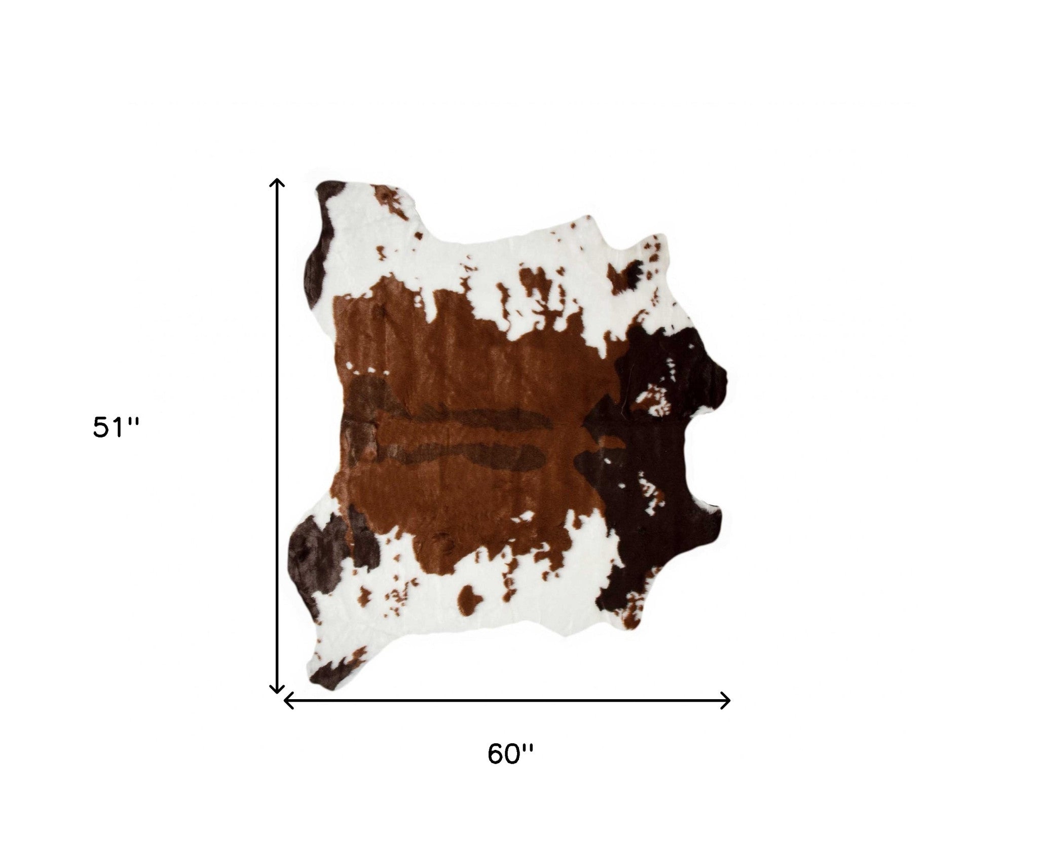 4' X 5' Brown And White Faux Fur Animal Print Washable Area Rug-Area Rugs-DECOROLALA