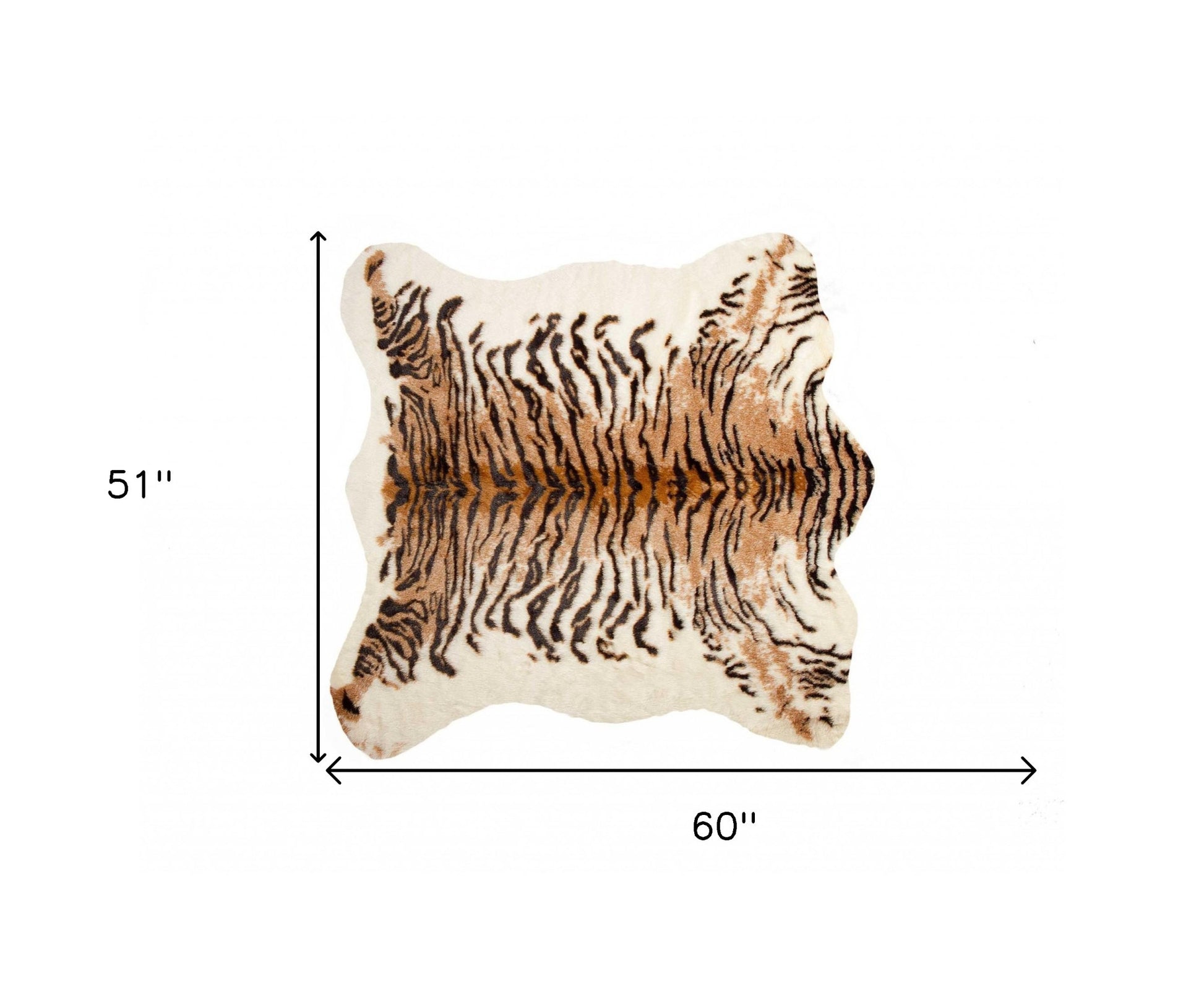 4' X 5' Brown and Black Faux Fur Tiger Print Shag Area Rug-Area Rugs-DECOROLALA