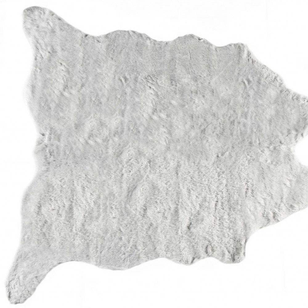 4' X 5' Gray Faux Fur Washable Area Rug-Area Rugs-DECOROLALA