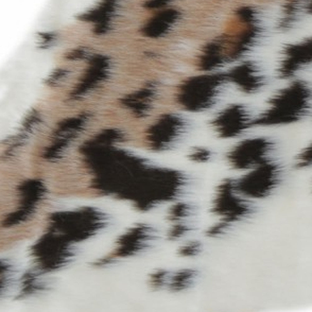 4' X 5' Ivory Black And Brown Faux Fur Animal Print Washable Area Rug-Area Rugs-DECOROLALA
