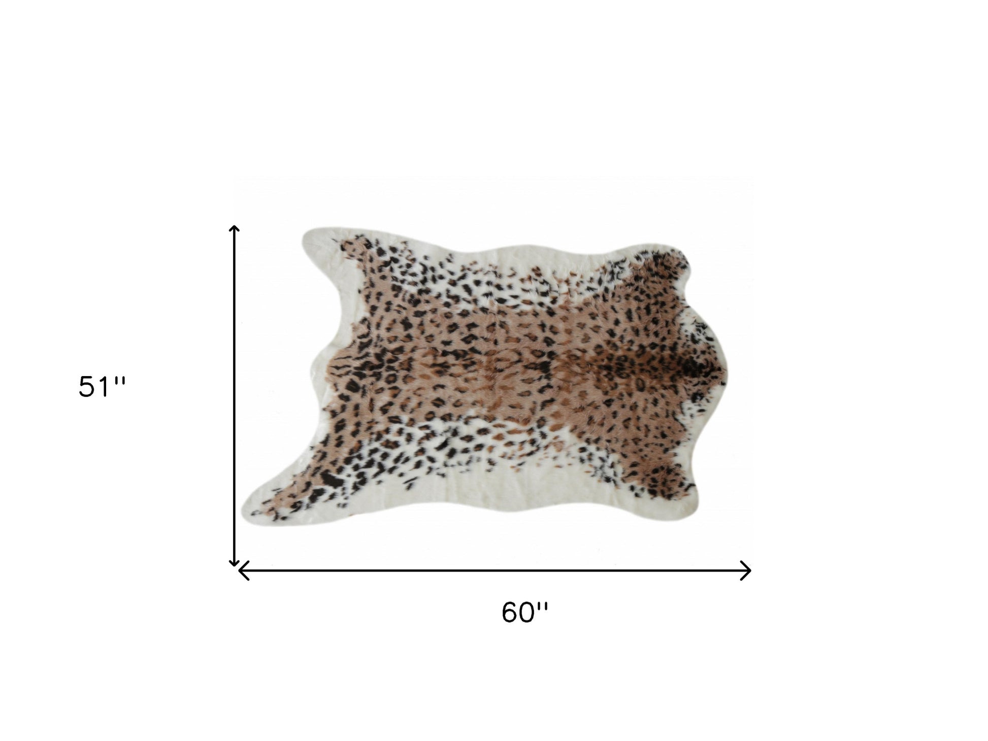 4' X 5' Ivory Black And Brown Faux Fur Animal Print Washable Area Rug-Area Rugs-DECOROLALA