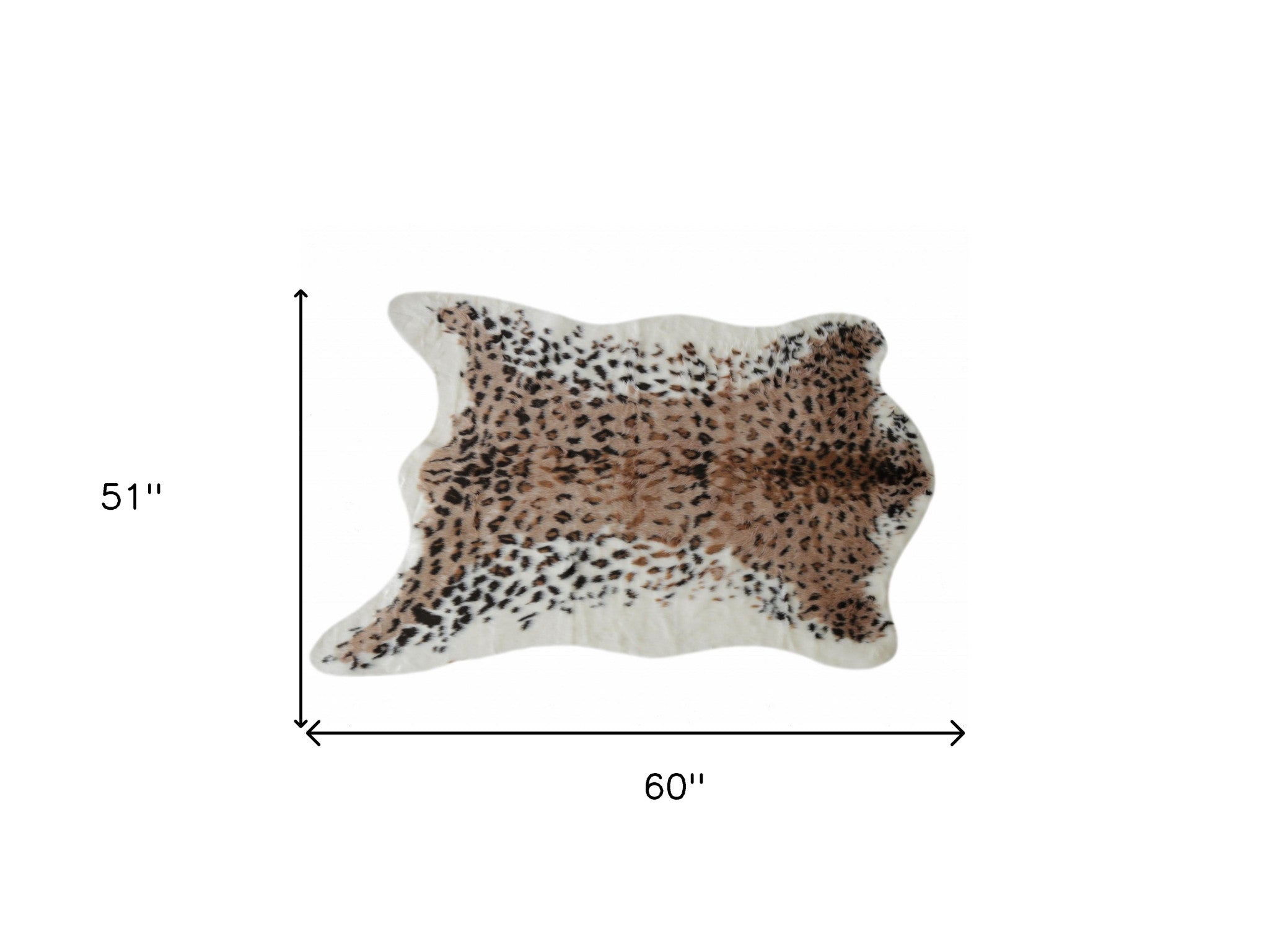 4' X 5' Ivory Black And Brown Faux Fur Animal Print Washable Area Rug-Area Rugs-DECOROLALA